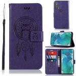 For Motorola Moto Edge Plus Wind Chime Owl Embossing Pattern Horizontal Flip Leather Case, with Holder & Card Slots & Wallet(Purple)