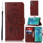 For Motorola Moto Edge Plus Wind Chime Owl Embossing Pattern Horizontal Flip Leather Case, with Holder & Card Slots & Wallet(Brown)