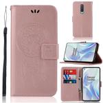 For OnePlus 8 Wind Chime Owl Embossing Pattern Horizontal Flip Leather Case, with Holder & Card Slots & Wallet(Rose Gold)