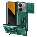 For Xiaomi Poco M7 Pro 5G Sliding Camshield TPU+PC Phone Case with Card Slot(Dark Green)