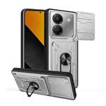For Xiaomi Poco M7 Pro 5G Sliding Camshield TPU+PC Phone Case with Card Slot(White)