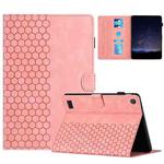 For Amazon Kindle Fire HD8 2017 / 2018 Honeycomb Embossed Leather Smart Tablet Case(Pink)