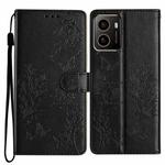 For HMD Pulse+ Butterflies and Flowers Leather Phone Case(Black)