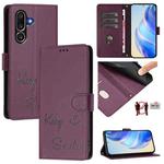 For Samsung Galaxy M56 5G Smile Embossing RFID Leather Phone Case(Violet)