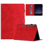 For Samsung Galaxy Tab S9 / S9 FE Honeycomb Embossed Leather Smart Tablet Case(Red)