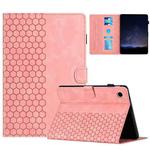 For Samsung Galaxy Tab A9+ Honeycomb Embossed Leather Smart Tablet Case(Pink)