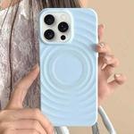 For iPhone 15 Pro Max Frosted Wave Texture MagSafe Magnetic TPU Phone Case(Blue)