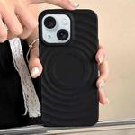 For iPhone 15 Frosted Wave Texture MagSafe Magnetic TPU Phone Case(Black)