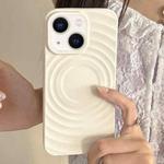 For iPhone 14 Plus Frosted Wave Texture MagSafe Magnetic TPU Phone Case(White)