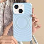 For iPhone 14 Plus Frosted Wave Texture MagSafe Magnetic TPU Phone Case(Blue)