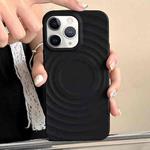 For iPhone 11 Pro Max Frosted Wave Texture MagSafe Magnetic TPU Phone Case(Black)