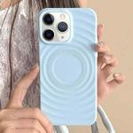 For iPhone 11 Pro Max Frosted Wave Texture MagSafe Magnetic TPU Phone Case(Blue)