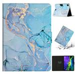 For iPad Pro 11 2024 Marble Pattern Leather Smart Tablet Case(Blue)