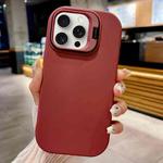 For iPhone 16 Pro Max Lens Holder Skin Feel TPU Phone Case(Wine Red)