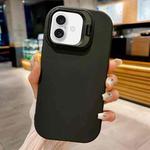 For iPhone 16 Lens Holder Skin Feel TPU Phone Case(Black)