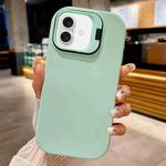 For iPhone 16 Lens Holder Skin Feel TPU Phone Case(Light Cyan)