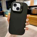 For iPhone 15 Lens Holder Skin Feel TPU Phone Case(Black)