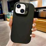 For iPhone 14 Lens Holder Skin Feel TPU Phone Case(Black)