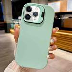 For iPhone 11 Pro Max Lens Holder Skin Feel TPU Phone Case(Light Cyan)