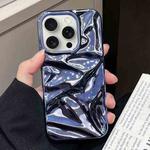 For iPhone 15 Pro Water Ripple Electroplating Paint TPU Phone Case(Dark Blue)