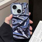 For iPhone 15 Plus Water Ripple Electroplating Paint TPU Phone Case(Dark Blue)