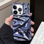 For iPhone 14 Pro Water Ripple Electroplating Paint TPU Phone Case(Dark Blue)