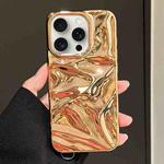 For iPhone 16 Pro Water Ripple Electroplating Paint TPU Phone Case(Bright Gold)