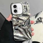 For iPhone 16 Water Ripple Electroplating Paint TPU Phone Case(Bright Silver)