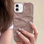 For iPhone 16 Water Ripple Electroplating Paint TPU Phone Case(Pink Brown)