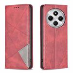 For Redmi 14C 4G Rhombus Texture Magnetic Leather Phone Case(Red)