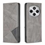 For Redmi 14C 4G Rhombus Texture Magnetic Leather Phone Case(Grey)