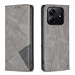 For Redmi Note 14 5G Rhombus Texture Magnetic Leather Phone Case(Grey)