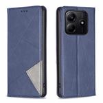 For Redmi Note 14 5G Rhombus Texture Magnetic Leather Phone Case(Blue)