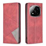 For Redmi Note 14 Pro 5G / Note 14 Pro+ 5G Rhombus Texture Magnetic Leather Phone Case(Red)