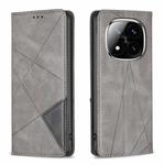 For Redmi Note 14 Pro / Note 14 Pro+ Rhombus Texture Magnetic Leather Phone Case(Grey)