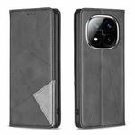 For Redmi Note 14 Pro 5G / Note 14 Pro+ 5G Rhombus Texture Magnetic Leather Phone Case(Black)