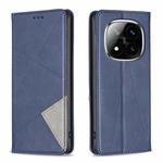 For Redmi Note 14 Pro 5G / Note 14 Pro+ 5G Rhombus Texture Magnetic Leather Phone Case(Blue)