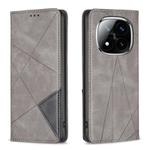 For Redmi Note 14 Pro 4G Rhombus Texture Magnetic Leather Phone Case(Grey)
