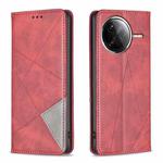 For Redmi K80 / K80 Pro Rhombus Texture Magnetic Leather Phone Case(Red)