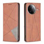 For Redmi K80 / K80 Pro Rhombus Texture Magnetic Leather Phone Case(Brown)