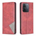 For Redmi 15C 4G 173.1mm / 15C 5G 173.1mm Rhombus Texture Magnetic Leather Phone Case(Red)