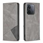 For Redmi 15C 4G 173.1mm / 15C 5G 173.1mm Rhombus Texture Magnetic Leather Phone Case(Grey)