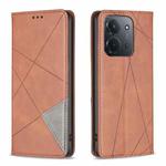 For Redmi 15C 4G 173.1mm / 15C 5G 173.1mm Rhombus Texture Magnetic Leather Phone Case(Brown)