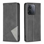 For Redmi 15C 4G 173.1mm / 15C 5G 173.1mm Rhombus Texture Magnetic Leather Phone Case(Black)