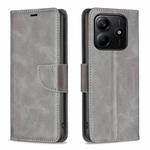 For Redmi Note 14 5G Lambskin Texture Pure Color Flip Leather Phone Case(Grey)