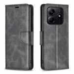 For Redmi Note 14 5G Lambskin Texture Pure Color Flip Leather Phone Case(Black)