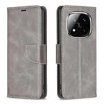 For Redmi Note 14 Pro 5G / Note 14 Pro+ 5G Lambskin Texture Pure Color Flip Leather Phone Case(Grey)