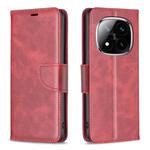 For Redmi Note 14 Pro 4G Lambskin Texture Pure Color Flip Leather Phone Case(Red)