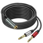 5m Gold Plated 6.35mm Female to 2 x 6.35mm Male Stereo Audio Adapter Y Splitter Cable(Black)