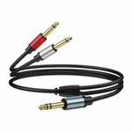 1m Gold Plated 6.35mm Male Dual Sound TRS Stereo to?2 x 6.35mm Male TS Mono Y Splitter Adapter Audio Cable(Black)